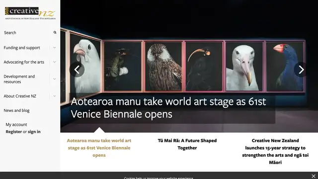 Creative New Zealand Website preview