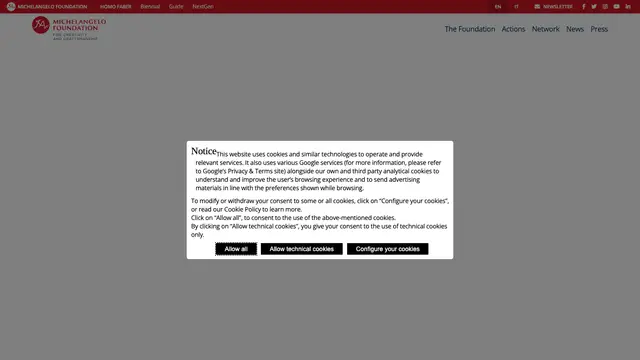 Michelangelo Foundation Website preview