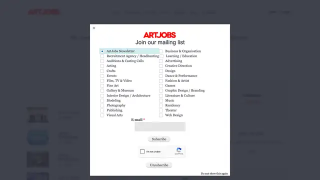 Art Jobs Website preview
