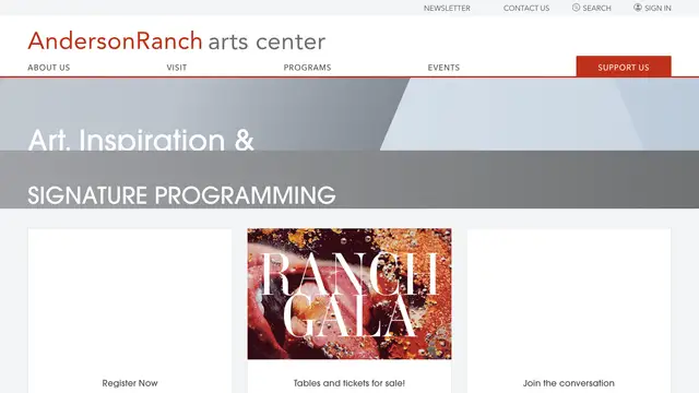 Anderson Ranch Arts Center Website preview