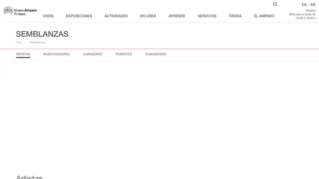 Museo Amparo Artists Website preview