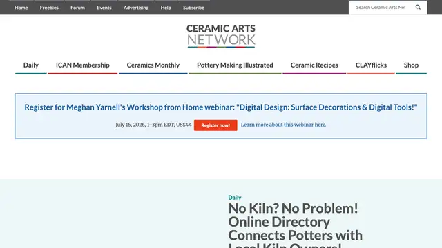 Ceramic Arts Network Website preview