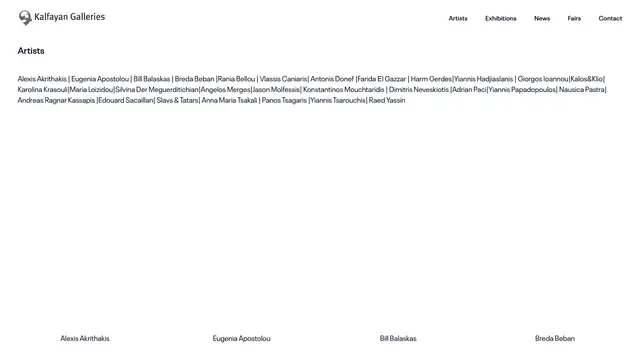 Kalfayan Galleries Artists Website preview