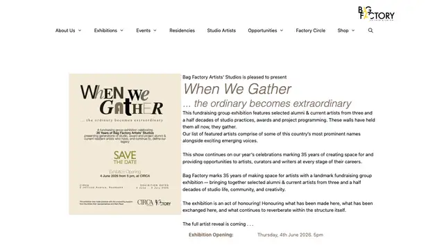 Bag Factory Artists Studios Website preview