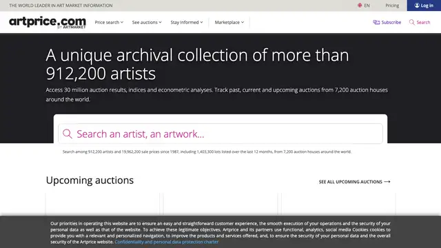 Artprice Website preview