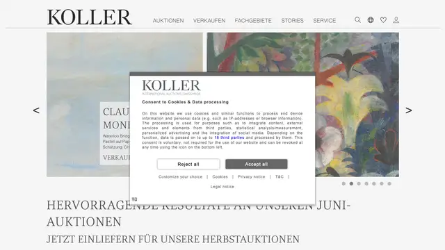 Koller Auctions Website preview