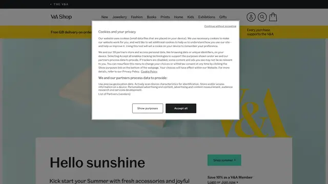 V&A Shop Website preview