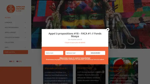 African Culture Fund Website preview