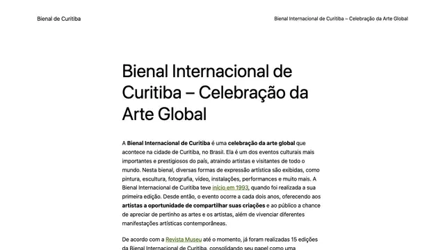 Curitiba International Biennial Website preview