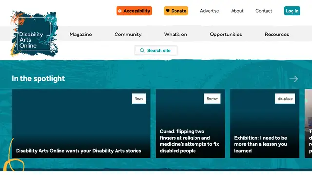 Disability Arts Online Website preview