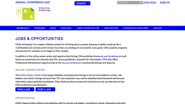 CAA Opportunities Website preview