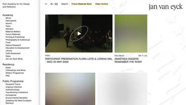 Jan van Eyck Academie Website preview