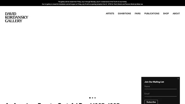 David Kordansky Gallery Website preview