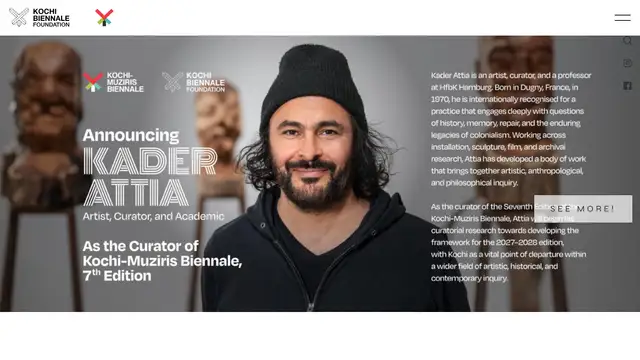 Kochi-Muziris Biennale Website preview