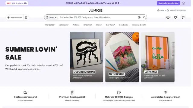 Juniqe Website preview