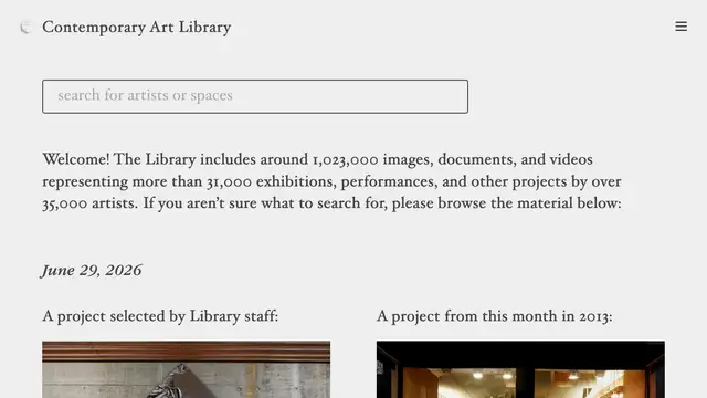 Contemporary Art Library Website preview